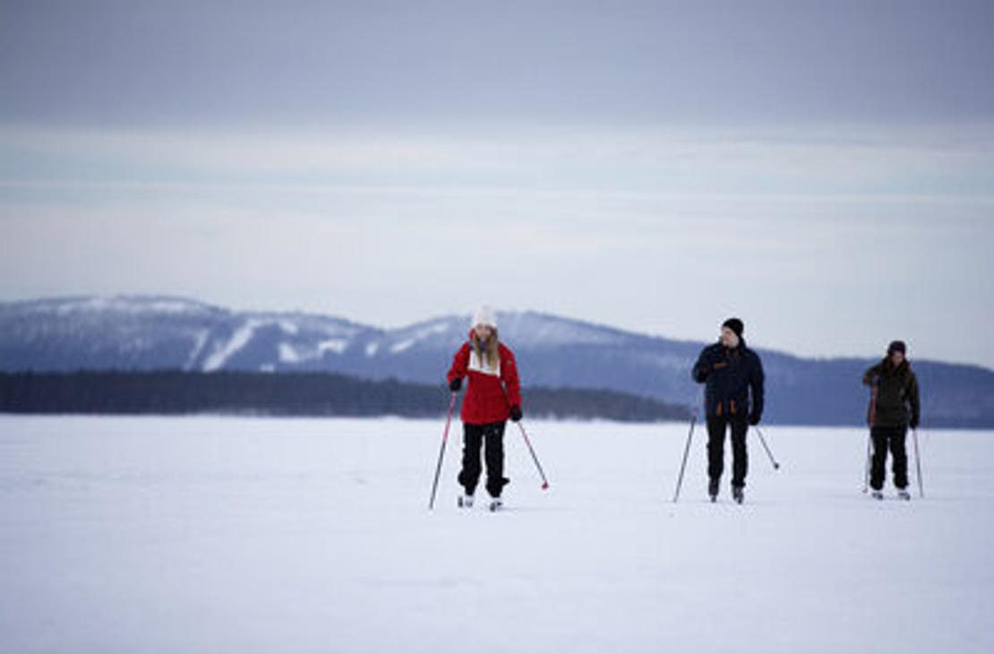 Ryhm&auml; hiiht&auml;ji&auml; Kolin vaarojen edustalla Pielisell&auml;